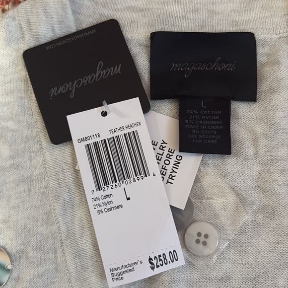 Magaschoni Gray Mirrored Beaded Cardigan SZ L NWT - Picture 4 of 4